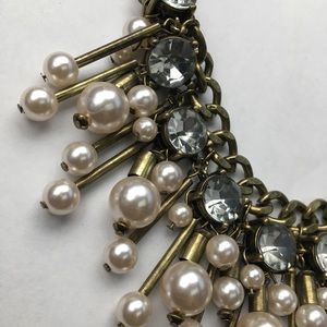 Beaded pearl gemstone fake diamond necklace